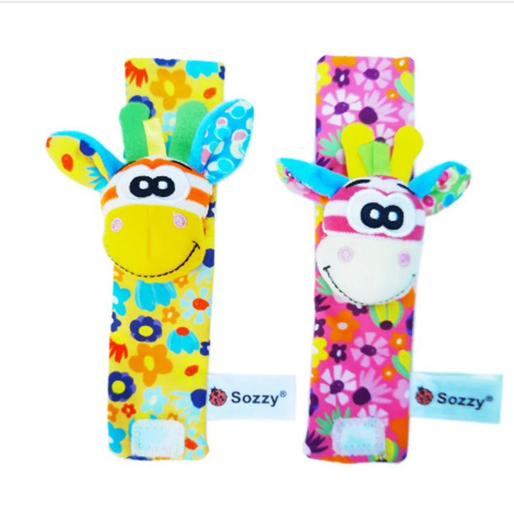 Cartoon Plush Socks Wrist Strap Rattles