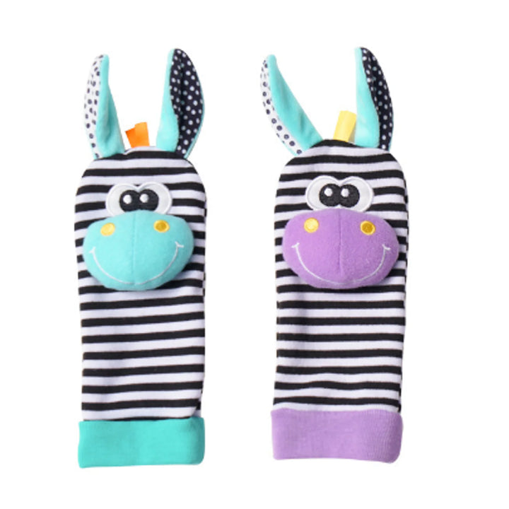 Cartoon Plush Socks Wrist Strap Rattles