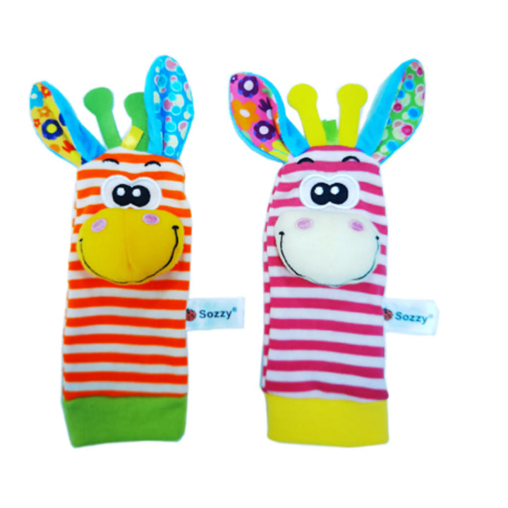 Cartoon Plush Socks Wrist Strap Rattles