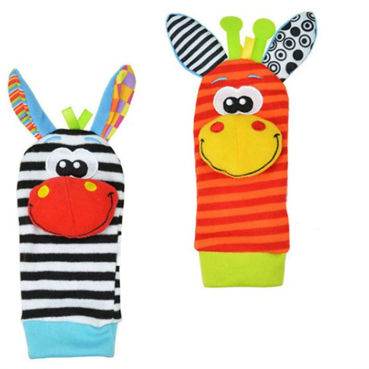 Cartoon Plush Socks Wrist Strap Rattles